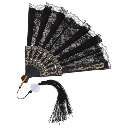 Luxshiny Faltbarer Handfächer Im Vintage-Stil Mit Spitze Und Quaste Chinesischer Retro Fächer Für Tanz Bühnenaufführungen Und Dekoration Doppelseitiger Schwarzer Fächer Mit Großen Luxshiny Faltbarer Handfächer Im Vintage-Stil Mit Spitze Und Quaste Chinesischer Retro Fächer Für Tanz Bühnenaufführungen Und Dekoration Doppelseitiger Schwarzer Fächer Mit Großen von Luxshiny