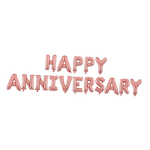 Luxshiny Happy Anniversary Folienballon Set Roségold für Hochzeiten und Feierlichkeiten Dekorative Aluminium Ballons für Jubiläen und Partys von Luxshiny
