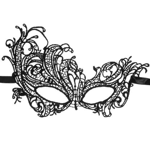 Luxshiny Maskerade-Maske Schwarze Spitze Venezianische Augenmaske Vintage-Mardi-Gras-Maske Für Halloween Karneval Abschlussball Kostüm Partyzubehör von Luxshiny