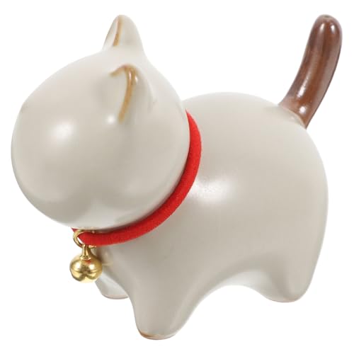Luxshiny Niedliche Keramik Katzenfigur als Schreibpinselhalter Miniatur Katze für Mikro Landschaft Schreibtisch und Dekorativ für Teetische und von Luxshiny