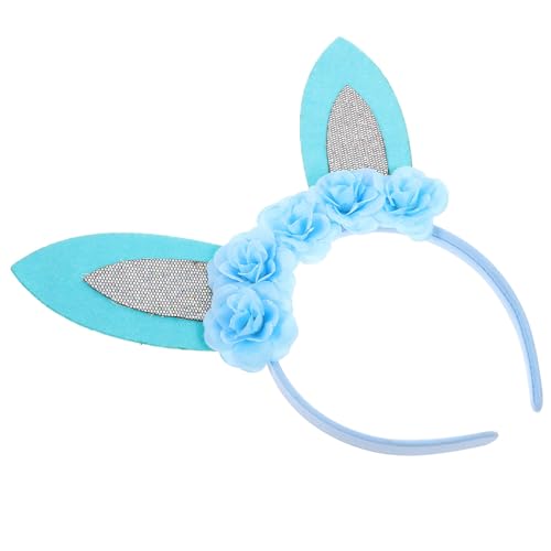 Luxshiny Ostern Blumen Hasenohren Stirnband Kaninchen Haarreifen Frühlingsblumen Haarband Ostern Haarschmuck Kopfstück Für Frauen Mädchen Blau von Luxshiny