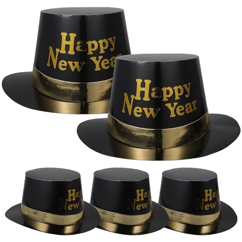 Luxshiny 5St schwarze Mütze Erwachsene familienkonferenz silvester party schwarzer Cowboyhut Kappen Partyhüte für das neue Jahr neues jahr tophat aufblasbar Neujahrshut Partybedarf Fedora von Luxshiny