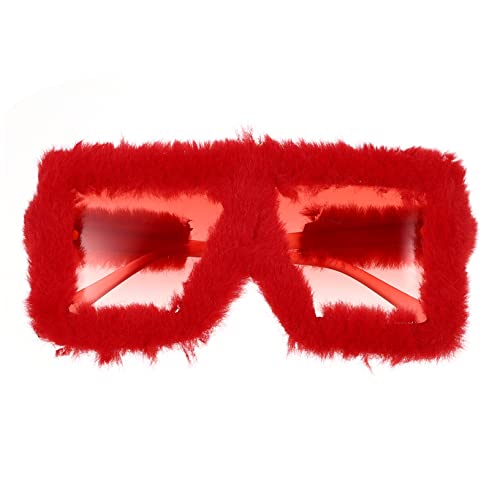 Plüsch Sonnenbrille für Fotoshooting Rote Rahmen Dekorative Partybrille für Festivals Feiern und Besondere Anlässe Leicht und Komfortabel von Luxshiny