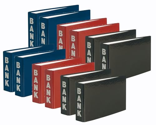 Luxtor 12 Bankordner 140x250mm Ordner für Kontoauszüge | je 4x blau, rot und schwarz von Luxtor
