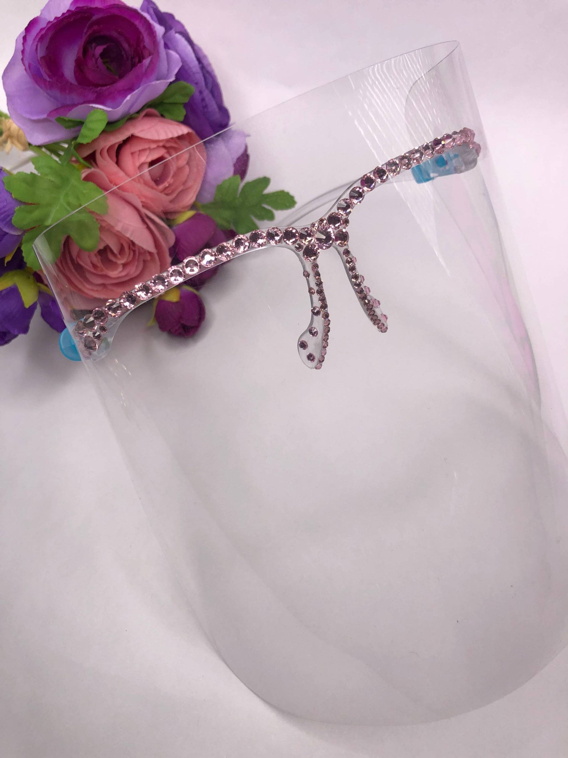 Lux Pink Crystal Face Shield Hochwertiges Ultra Glitzer Bedazzled von LuxuryBellaBoutique