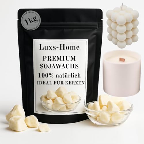 Sojawachs 1kg – Premium Kerzenwachs zum Gießen - DIY Kerzen selber machen - Natürlich, Vegan Öko & Nachhaltig - Ideal für Duftkerzen, Kerzenherstellung, pastillen, Soy Candle Wax Sojawachs 1kg – Premium Kerzenwachs zum Gießen - DIY Kerzen selber machen - Natürlich, Vegan Öko & Nachhaltig - Ideal für Duftkerzen, Kerzenherstellung, pastillen, Soy Candle Wax von Luxus-Home
