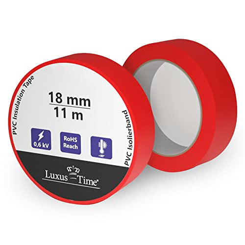 Luxus-Time Isolierband PVC 11m x 18mm Elektro Klebeband in Rot von Luxus-Time