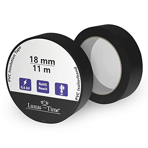 Luxus-Time Isolierband PVC 11m x 18mm Elektro Klebeband in Schwarz von Luxus-Time