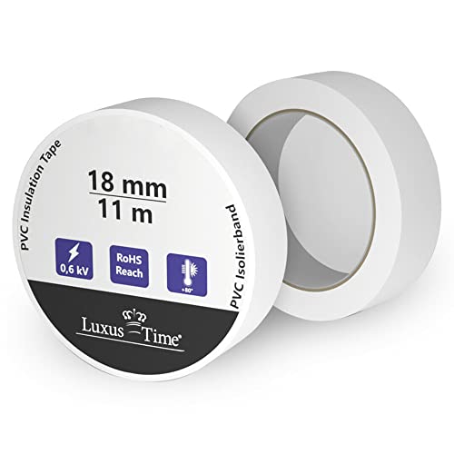 Luxus-Time Isolierband PVC 11m x 18mm Elektro Klebeband in Weiß von Luxus-Time