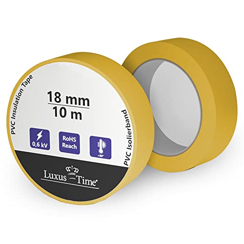 Luxus-Time Tape Isolierband PVC 11m x 18mm Elektro Klebeband in Gelb von Luxus-Time