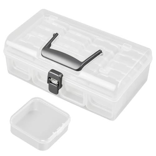 Luxvara 24 Stücke Kleine Aufbewahrungsboxen, Transparente Sortierboxen, Klarem Kunststoff, 5.5x5.5x2cm, 1 Große Aufbewahrungsbox, für Perlen, Schmuck, Kleinteile, Ringe, Pillen, Bastelartikel von Luxvara