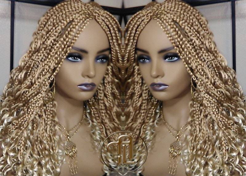 14 in Box Braid Boho Short Curly Perücke Blonde 27 613 Mix Ombre Balayage Honey Platin Für Schwarz Weiß Frauen Alopecia von LuxxxStyleBoutique