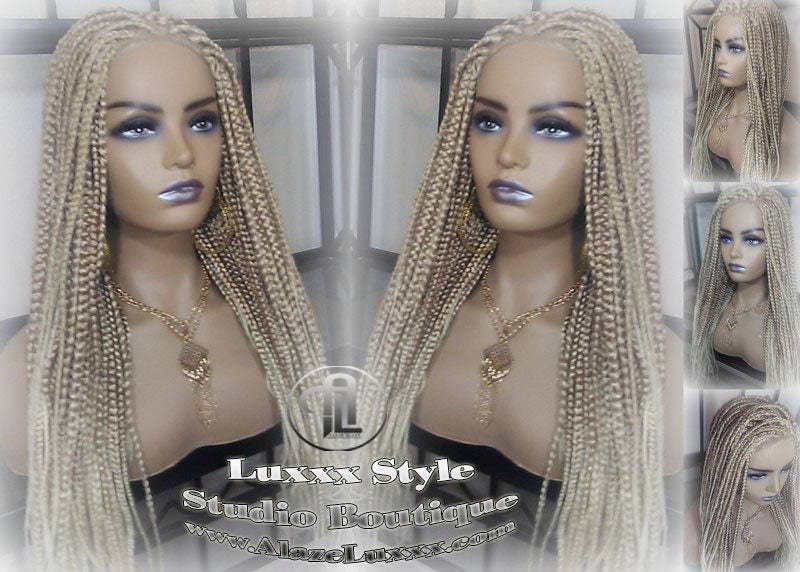 Box Zopf Perücke Blond 613 27 Mix Ombre Balayage Honig Platin Spitze Baby Haar Gerade Braid Lace Für Schwarz Weiß Frauen Alopezie von LuxxxStyleBoutique