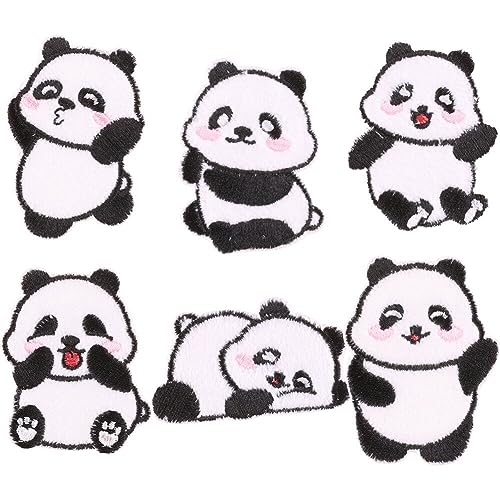 6 Stück Niedliche Panda-stickereien, Panda-aufnäher Zum Aufbügeln, Aufnäher-applikationen Für Männer, Frauen, Kinder, Jacken, Kleidung, Mützen von Luxylei