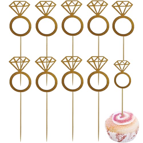 Glitter Ring Cupcake Toppers 10pcs Kuchen -picks Für Hochzeits Geburtstagsfeier Brautdusche Verlobungskuchen Dekor Lieferungen von Luxylei