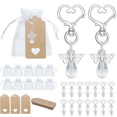 Luxylei 30 Sets Engel-schlüsselanhänger, Babyparty-geschenke Für Die Hochzeit, Babyparty, Partygeschenke Für Gäste Organzabeuteln Und Anhängern Für Partyzubehör von Luxylei