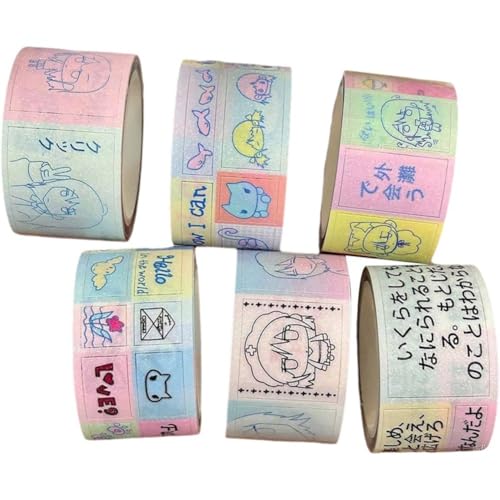 Luxylei 6 Rollen Geschnittenes Japanisches Pet-Klebeband-Set, Kawaii-Tiere-Charaktere, Masking Tape, Dekoratives Klebeband Für, Buch, Planer, Scrapbooking, DIY-Kunst Luxylei 6 Rollen Geschnittenes Japanisches Pet-Klebeband-Set, Kawaii-Tiere-Charaktere, Masking Tape, Dekoratives Klebeband Für, Buch, Planer, Scrapbooking, DIY-Kunst von Luxylei