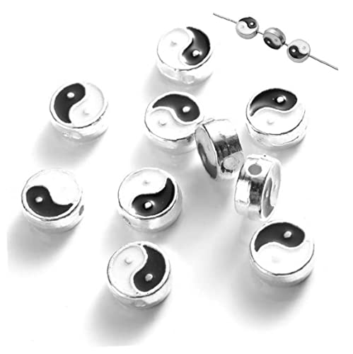 Luxylei Flat Round Yin Yang Spacer Perlen 10 Prozent 8 Mm Schwarz Und Weiße Tai -perlen Für Schmuck Herstellung Armband DIY -schlüsselbund von Luxylei