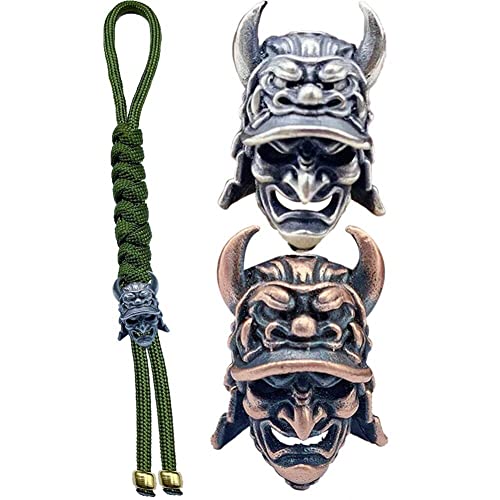 Nase Samurai Helm Messer Perlen Gewebt Paracord Lanyard Anhänger Outdoor EDC Regenschirm Seil Messing DIY Zubehör von Luxylei