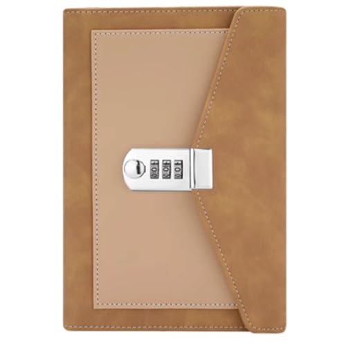 LuysmengEU A5-Notizbuch mit Schloss, Passwort-Notizbuch, Tagebuch, PU-Leder-Einband, Tagebuch for Büroplaner, Schulbedarf(Brown) von LuysmengEU