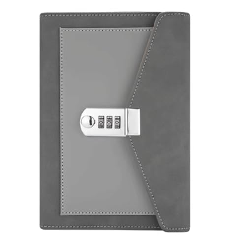 LuysmengEU A5-Notizbuch mit Schloss, Passwort-Notizbuch, Tagebuch, PU-Leder-Einband, Tagebuch for Büroplaner, Schulbedarf(Gray) von LuysmengEU