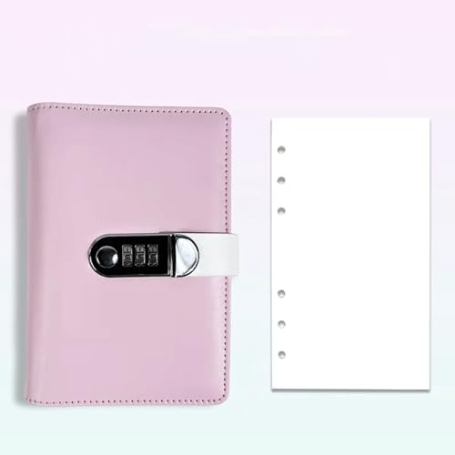 LuysmengEU A6 Kreatives Passwort-Tagebuch-Notizbuch mit Schloss, Leder-Tagebuch-Schreibset, Loseblattbuch als Handbuch, Reise-Stempelsammlung, Buchtagebuch(Pink2) von LuysmengEU