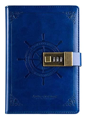 LuysmengEU B6 Notizbuch Passwort Verdickung Weiblich mit Schreibwaren Notizbuch Tagebuch Lernen Arbeitshandbuch Geschäft Schreiben Papier Registerkarten Journal Persönlich(Blue) von LuysmengEU
