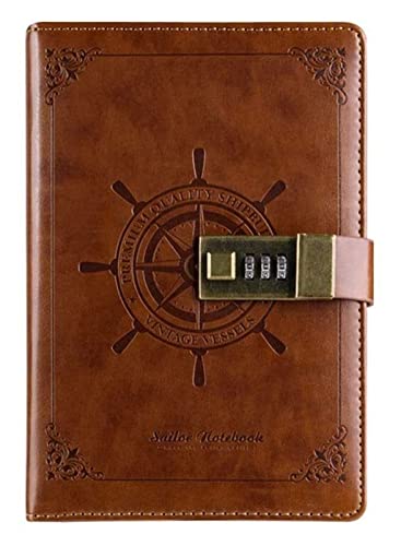 LuysmengEU B6 Notizbuch Passwort Verdickung Weiblich mit Schreibwaren Notizbuch Tagebuch Lernen Arbeitshandbuch Geschäft Schreiben Papier Registerkarten Journal Persönlich(Brown) von LuysmengEU