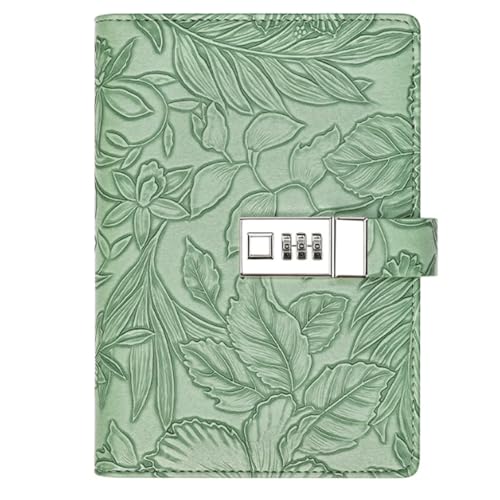 LuysmengEU B6 Tagebuch Passwort Journal Buch Retro Notizbuch mit Schloss 3-dimensional geprägtes Muster wasserdichte Lederoberfläche Notizbuch Tagebuch 200 * 138 mm(Green) von LuysmengEU