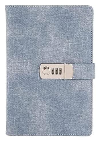 LuysmengEU Notizbuch A5 mit Schloss Passwort Leder Notizblock Agenda Wochen Planer Notizbuch Schreibwaren Reisetagebuch Notizbücher Geschenktagebuch Persönlich(Blue1) von LuysmengEU