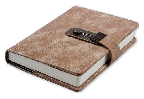 LuysmengEU Notizbuch Kreatives Tagebuch Passwortbuch mit Schloss Installiertes Notizbuch Geschäftsbücher Schule B6 Planer Organizer Büro Tagebuch Persönlich(Brown) von LuysmengEU