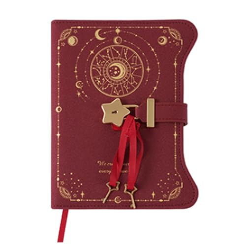 LuysmengEU Notizbuch mit Schloss, einfach mit Liebesschloss, Schlüssel, Tagebuch, Ledernotizbuch, niedlich, for Schule und Büro, 360 Seiten, Tagebuch im B6-Format(Red) von LuysmengEU