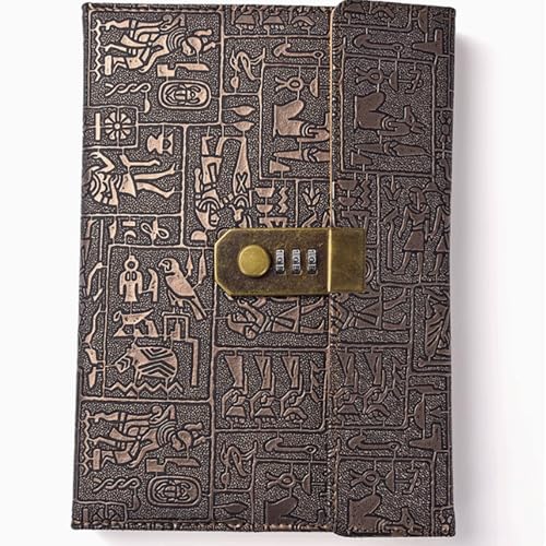 LuysmengEU Passwort-Notizbuch, Tagebuch, Mehrzweck, tragbar, exquisites Tagebuch im altägyptischen Stil, Vintage-Schloss, for Schreiben von Notizbüchern(A6) von LuysmengEU