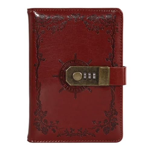 LuysmengEU Tagebuch, B6, Pu-Leder mit Schloss, Planer, Passwort, Retro-Notizbücher, Tagebuch, Agenda, Notizbuch for Schulnotizbücher, Zubehör(Brown) von LuysmengEU