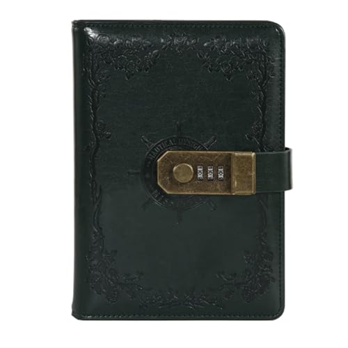LuysmengEU Tagebuch, B6, Pu-Leder mit Schloss, Planer, Passwort, Retro-Notizbücher, Tagebuch, Agenda, Notizbuch for Schulnotizbücher, Zubehör(Green) von LuysmengEU
