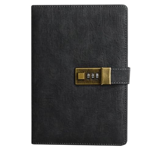 LuysmengEU Tagebuch mit Schloss mit Stift A5 PU Leder Notizbuch Vintage Schloss Journal Passwortgeschütztes Notizbuch Tagebuch(Black) von LuysmengEU