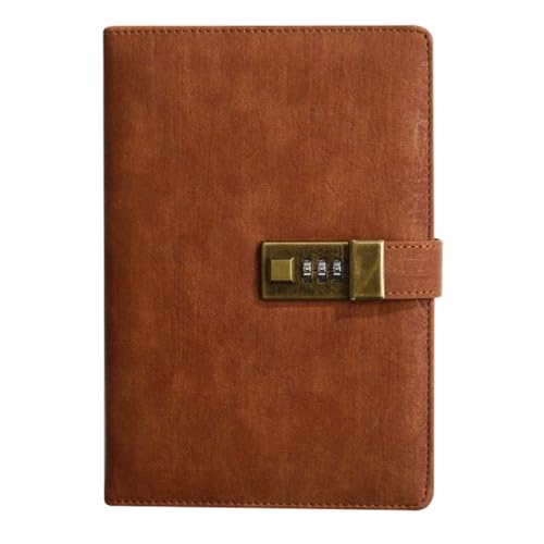 LuysmengEU Tagebuch mit Schloss mit Stift A5 PU Leder Notizbuch Vintage Schloss Journal Passwortgeschütztes Notizbuch Tagebuch(Brown) von LuysmengEU
