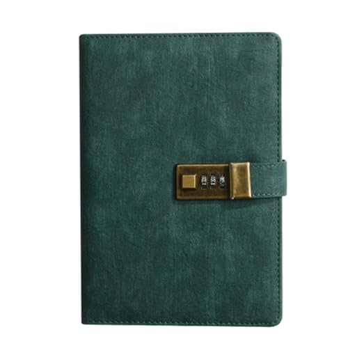 LuysmengEU Tagebuch mit Schloss mit Stift A5 PU Leder Notizbuch Vintage Schloss Journal Passwortgeschütztes Notizbuch Tagebuch(Green) von LuysmengEU