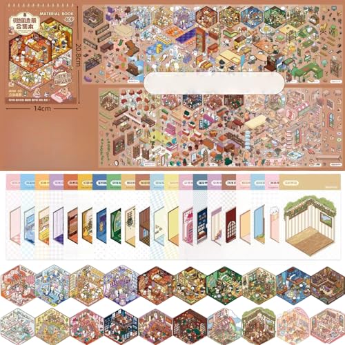 Luzhans 20 Sets 3D House Stickers,3D Sticker Scene,Haus Aufkleber Machen Sie Ihren Eigenen,Relief Stress für Erwachsene und Kinder Miniatur Haus Sticker Therapy mit Pinzette von Luzhans