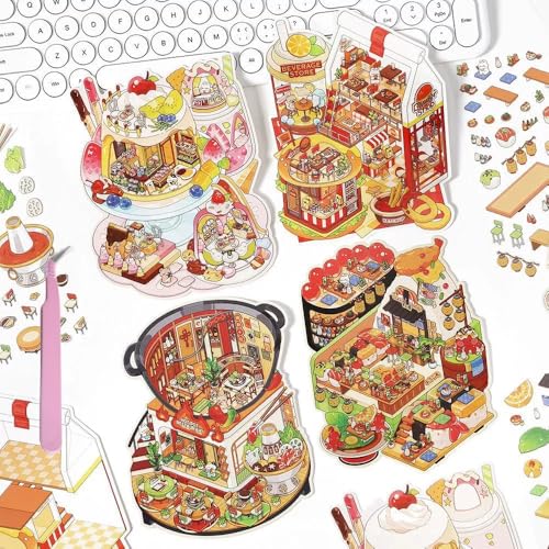 4 Sets DIY 3D Aufkleber Szene,House Haus Aufkleber Therapie für Erwachsene,Niedliche Cartoon Miniature 3D Sticker Scene für Erwachsene Kinder Mädchen Entlastung Stress und Pass die Zeit 4 Sets DIY 3D Aufkleber Szene,House Haus Aufkleber Therapie für Erwachsene,Niedliche Cartoon Miniature 3D Sticker Scene für Erwachsene Kinder Mädchen Entlastung Stress und Pass die Zeit von Luzhans
