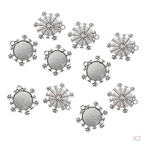 20 Stück Schneeflocken Runde Cabochon Blanko-Lünette Basis Tablett Anhänger Tabletts für Schmuckherstellung – DIY-Zubehör mit 25 mm Cabochon-Einstellungen und Harz-Lünetten – für Armbänder, Halsketten 20 Stück Schneeflocken Runde Cabochon Blanko-Lünette Basis Tablett Anhänger Tabletts für Schmuckherstellung – DIY-Zubehör mit 25 mm Cabochon-Einstellungen und Harz-Lünetten – für Armbänder, Halsketten von Luzhengyang