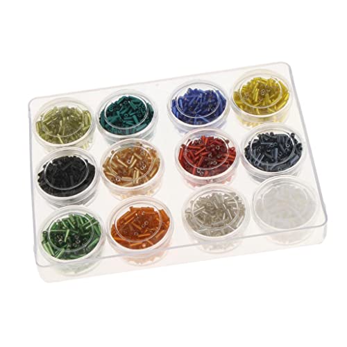 Glasröhrchen, 2 x 6 mm, Schmuckherstellungs-Set, 12 Farben, 1080 Stück, modische lose Abstandshalter, perfekt für Halsketten, Armbänder und Ohrringe von Luzhengyang