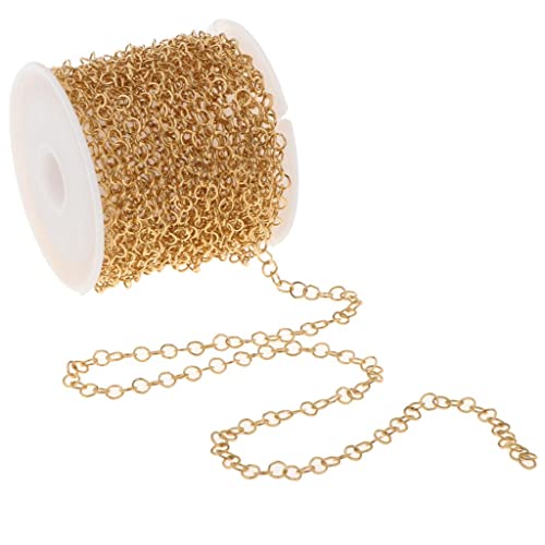 Luzhengyang Goldfarbene Edelstahl-Kabelkette für selbstgemachte Halsketten, 4 mm, stark und einfach zu bedienen, perfekt für die Herstellung von Schmuckzubehör, Edelstahl-Gliederkette für von Luzhengyang