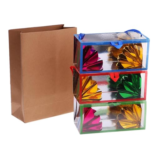 Luzhengyang Party Magic Flower Box Trick Kit für Kinder und Erwachsene – 3 Stück Papiertüten-Blumenkästen erscheinen Illusions-Requisiten für Comedy-Show und Geburtstage von Luzhengyang