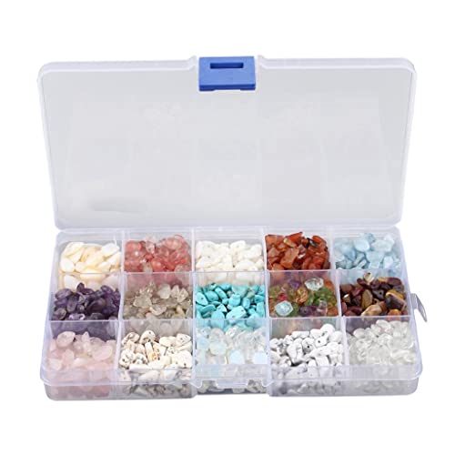 Trommelsteinperlen in Großpackung: 15 Arten & 90 Stück pro Art | DIY Schmuckherstellung Spacer Mix für Armbänder, Halsketten | Bastelbedarf für handgefertigte Charm-Schlüsselanhänger – 5 mm bis 8 mm von Luzhengyang