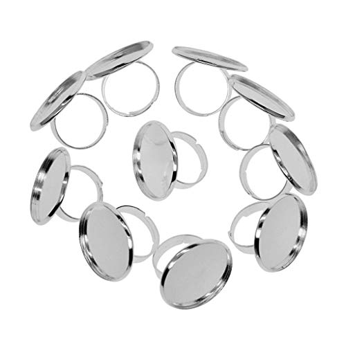 Verstellbare Basisrohlinge für 25 mm Cabochon, DIY-Schmuckherstellung, 10 Stück, verstellbare Basen, einzigartige Ringe und Charms, für Schmuck, Silber Verstellbare Basisrohlinge für 25 mm Cabochon, DIY-Schmuckherstellung, 10 Stück, verstellbare Basen, einzigartige Ringe und Charms, für Schmuck, Silber von Luzhengyang