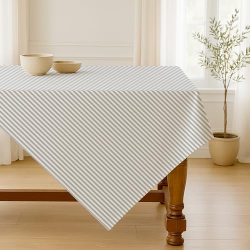 Luzzxfa Grau Gestreifte Tischdecke 100x100 cm Modern Tafeldecke Fleckschutz Abwaschbar Saisonnal Küche Tisch Dekoration Drinnen Urlaub Party Dekor von Luzzxfa