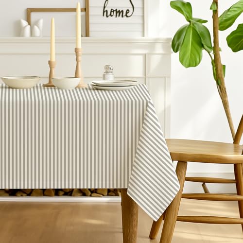 Luzzxfa Grau Gestreifte Tischdecke 100x140 cm Modern Rechteckige Tafeldecke Fleckschutz Abwaschbar Saisonnal Küche Tisch Dekoration Drinnen Urlaub Party Dekor von Luzzxfa