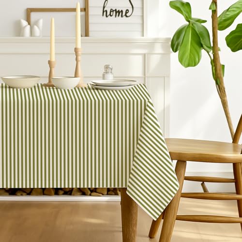 Luzzxfa Grün Gestreifte Tischdecke 100x140 cm Modern Rechteckige Tafeldecke Fleckschutz Outdoor Tischtuch für Esszimmer, Garten, Party, Hochzeiten oder Haushalt von Luzzxfa