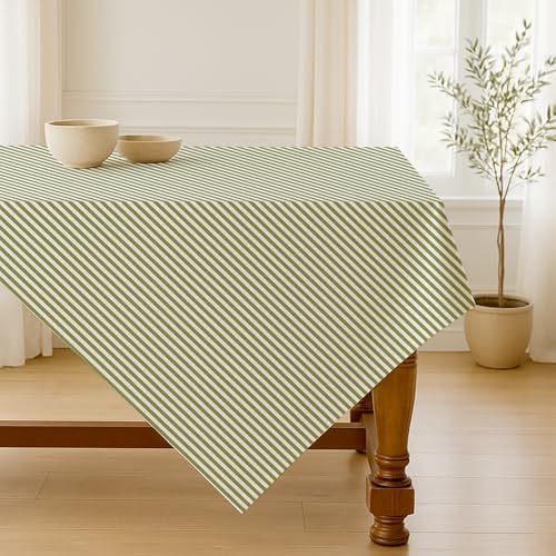 Luzzxfa Grün Gestreifte Tischdecke 85x85 cm Tafeldecke Fleckschutz Abwaschbar Outdoor Tischtuch für Esszimmer, Garten, Party, Hochzeiten oder Haushalt von Luzzxfa